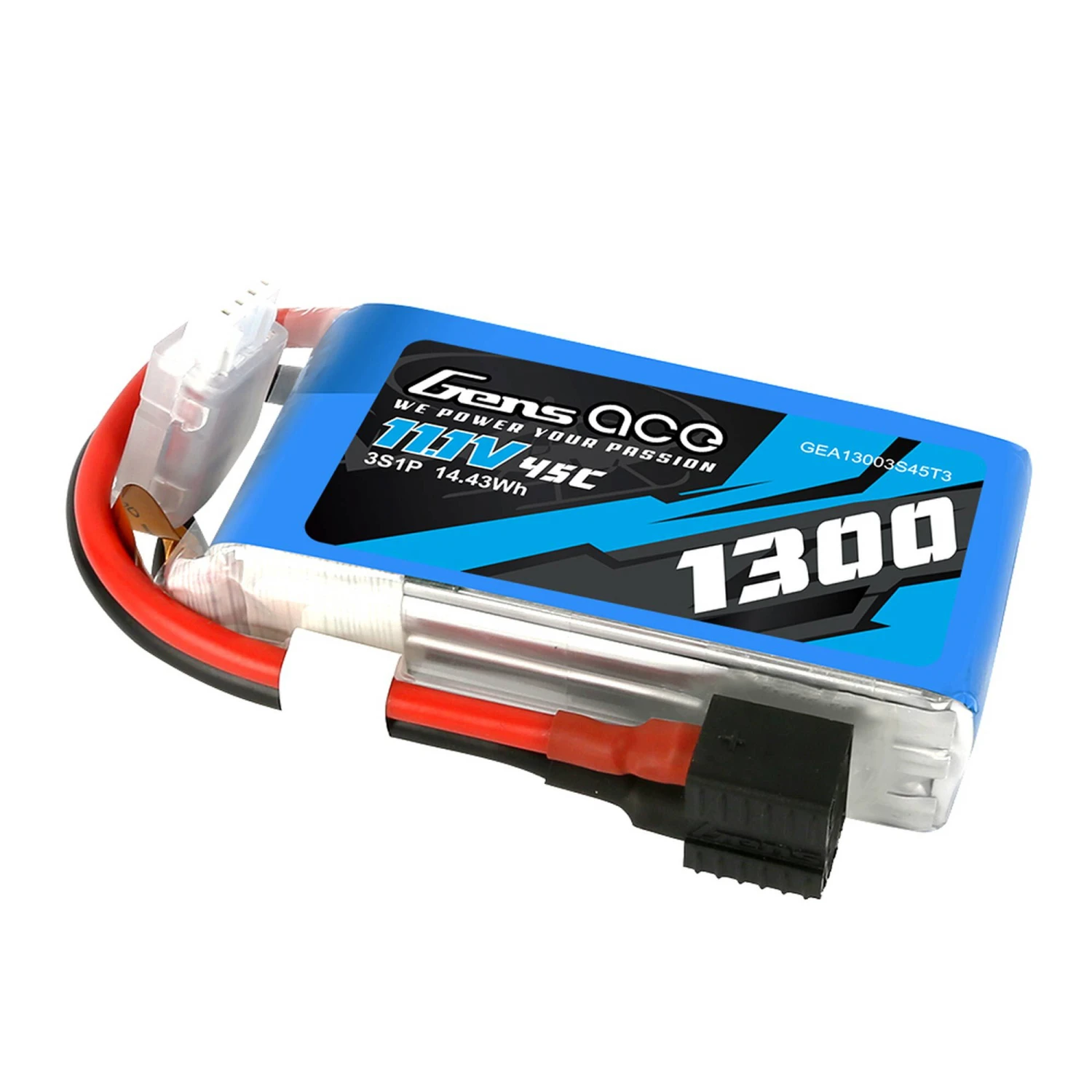 Gens Ace 11.1V 1300mAh 45C 3S LiPo Battery: EC3, Deans 1 Gens Ace 11.1V 1300mAh 45C 3S LiPo Battery: EC3, Deans