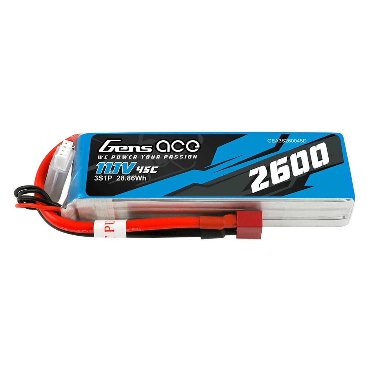 Gens Ace 11.1V 2600mAh 3S 45C LiPo Battery: Deans 1 Gens Ace 11.1V 2600mAh 3S 45C LiPo Battery: Deans