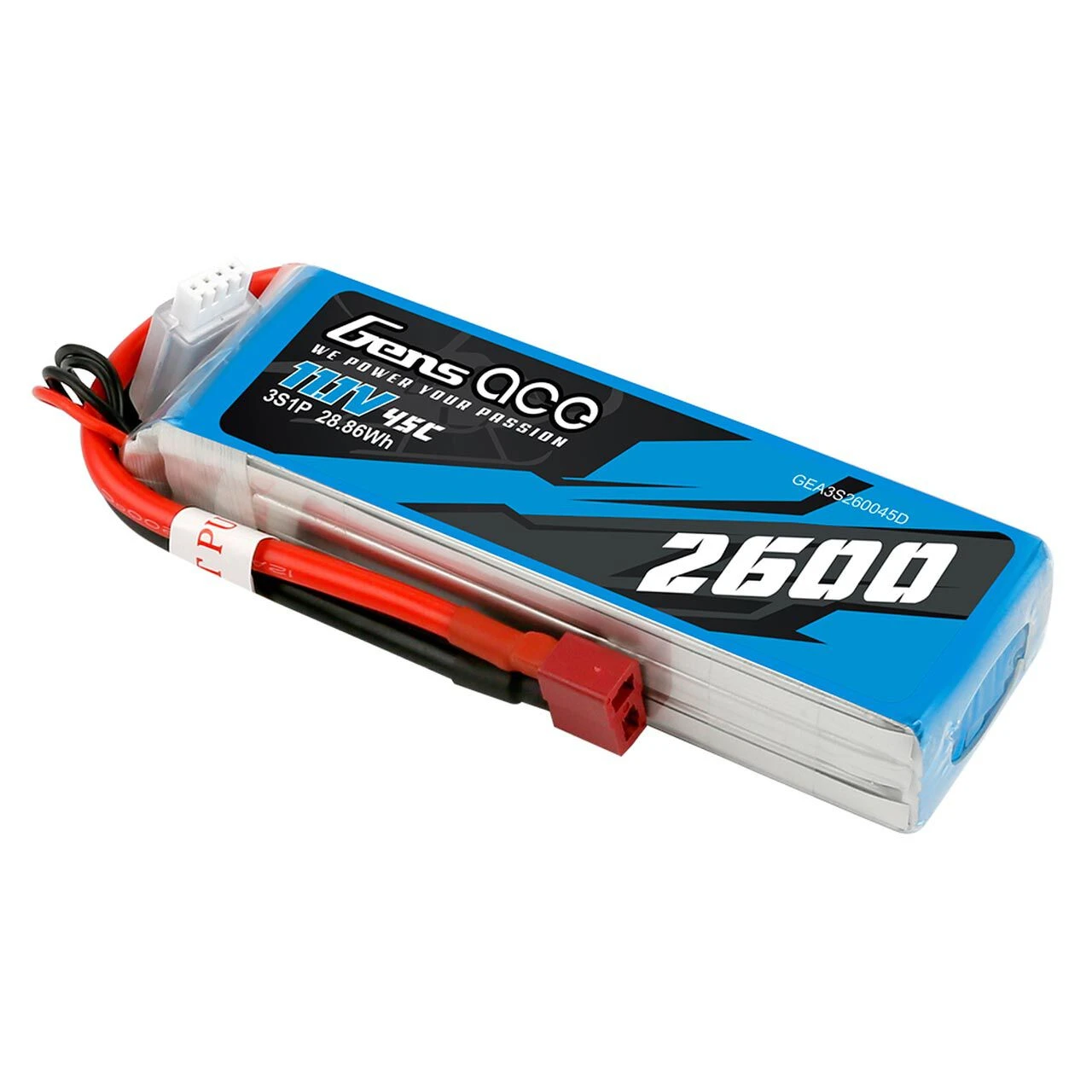 Gens Ace 11.1V 2600mAh 3S 45C LiPo Battery: Deans 2 Gens Ace 11.1V 2600mAh 3S 45C LiPo Battery: Deans - Image 2